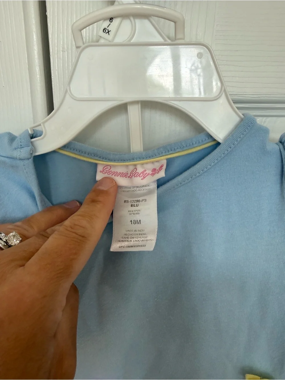 Bonnie Baby Light Blue Floral Appliqué Short Sleeve Peplum Top